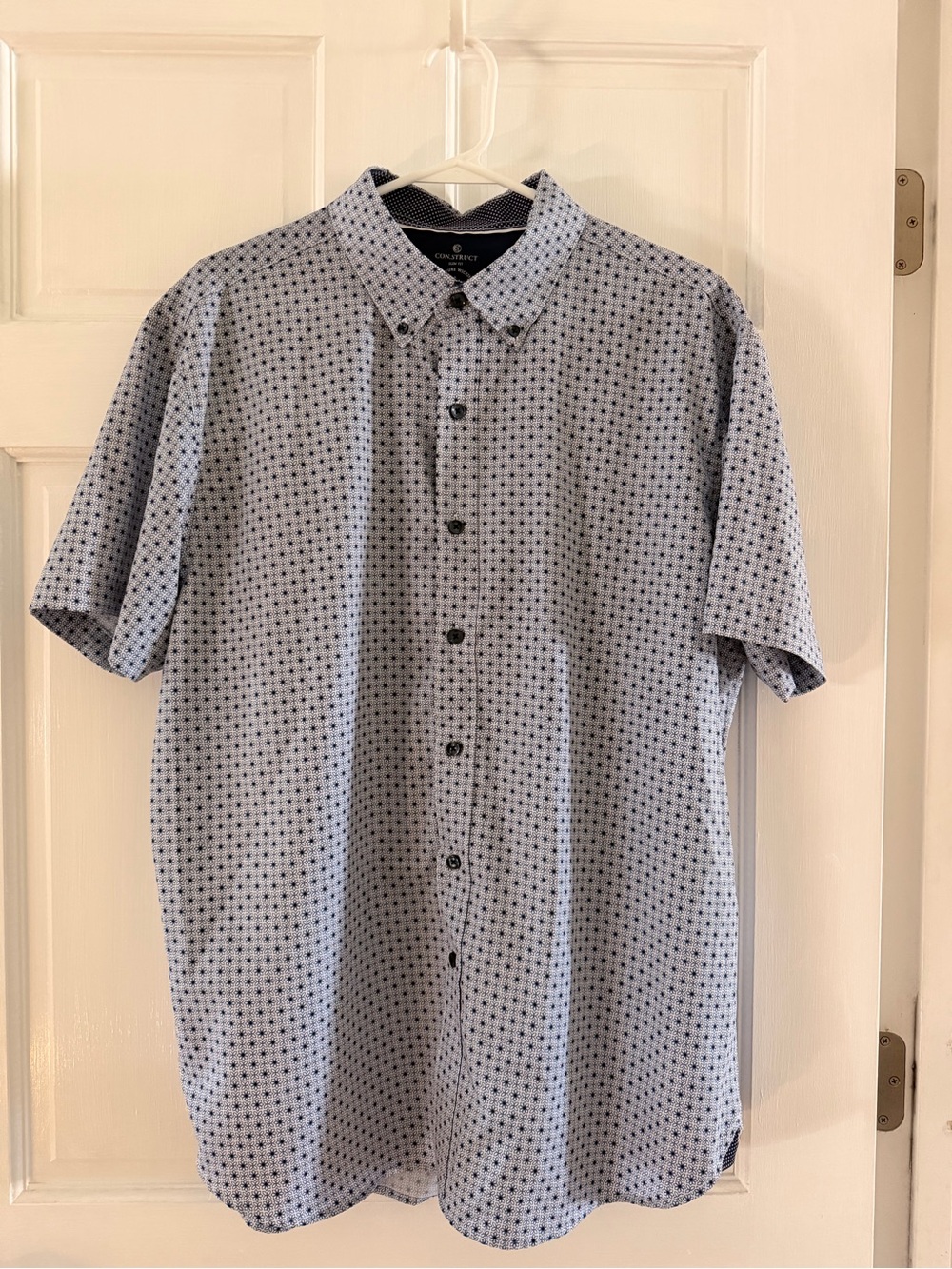 Con.struct Light Blue Short-Sleeve Button-Down Shirt Slim Fit